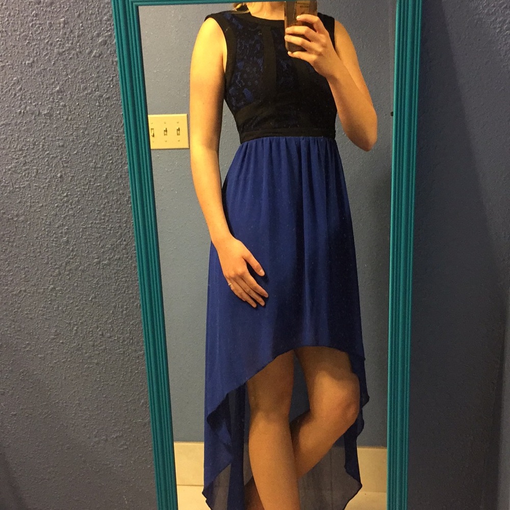 Royal blue high low dress